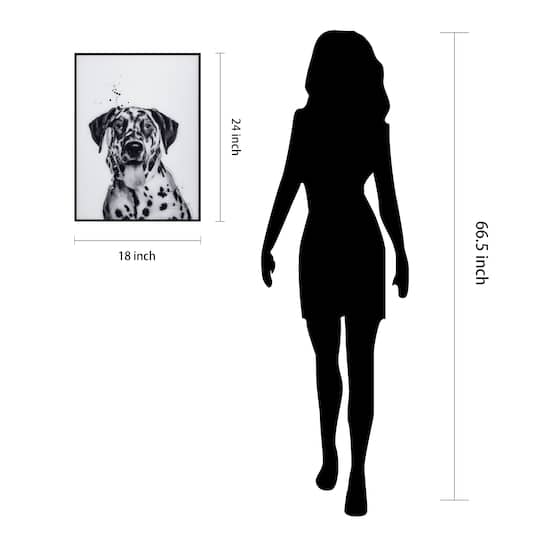 Empire Art Direct 24" x 18" Black & White Dalmatian Pet Wall Art Glass Black Frame